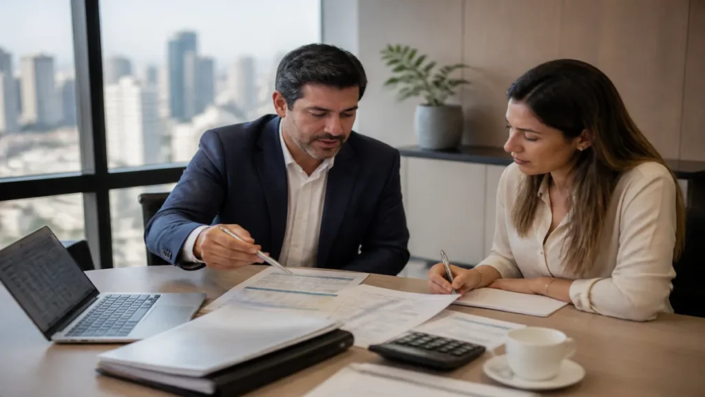 Especialista revisando documentos de como funciona a contratação na prática e quais documentos costumam ser pedidos.